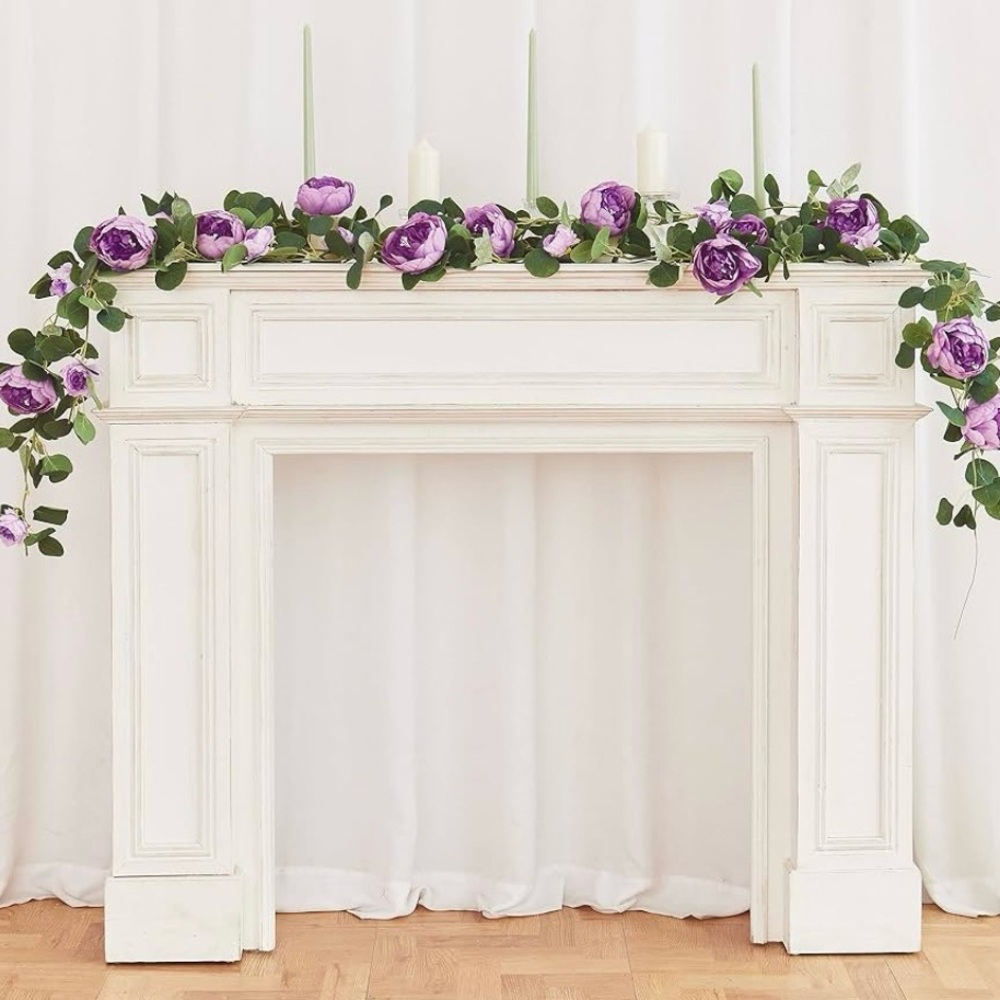 Artificial Floral Garland Purple Peoniez - Picture 3 of 4